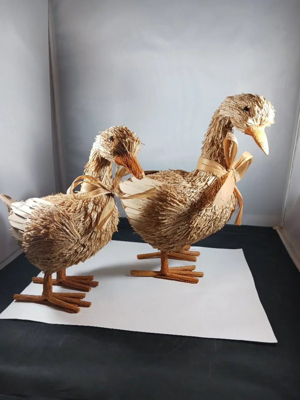 2 Bottlebrush Duck Easter Spring Table Top Home Decor